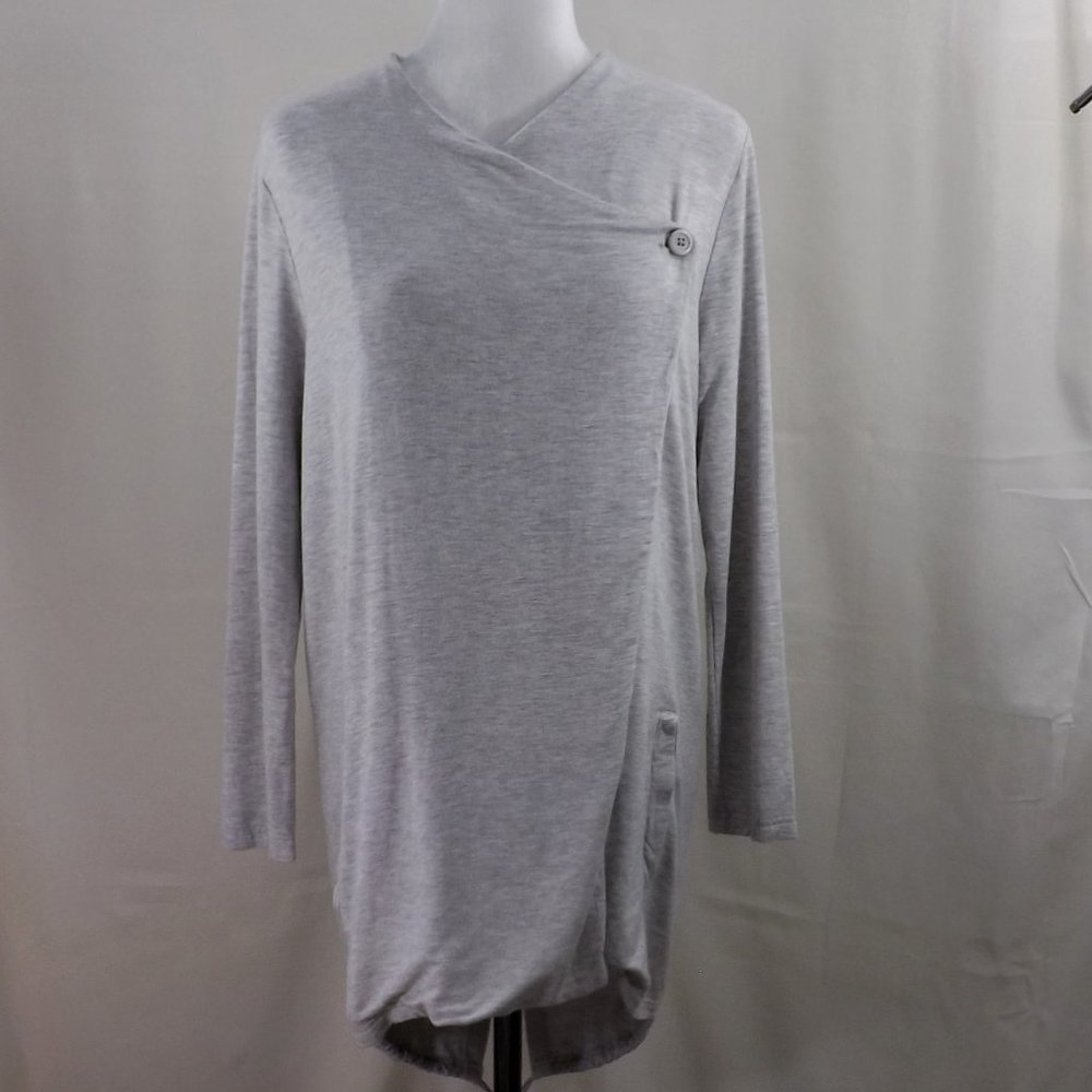 cupcakes & cashmere Grey Haze Viscose Wrap w Tux Tails Cape Wrap Jacket Coat M - Picture 5 of 16